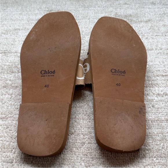 Chloe Woody Mule Tan Slides - Picture 3 of 5